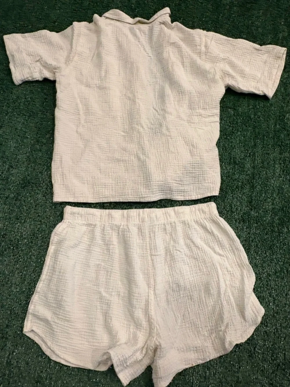 Serra Cream Gauze Button-Up Shirt & Shorts Set - Picture 2 of 5